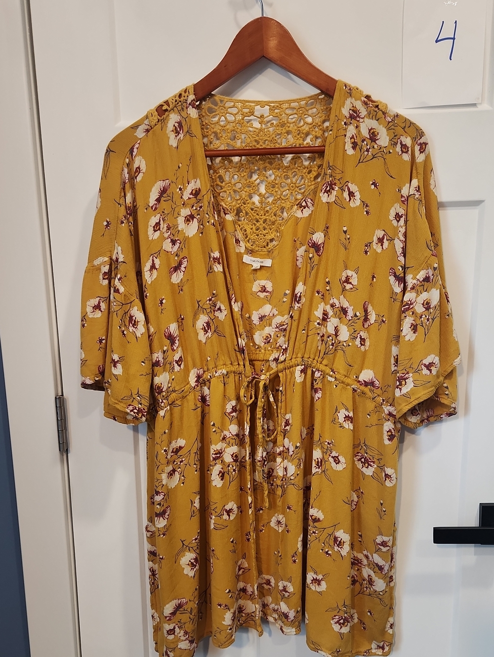 Maurices Floral Tie-Waist Kimono - Mustard
